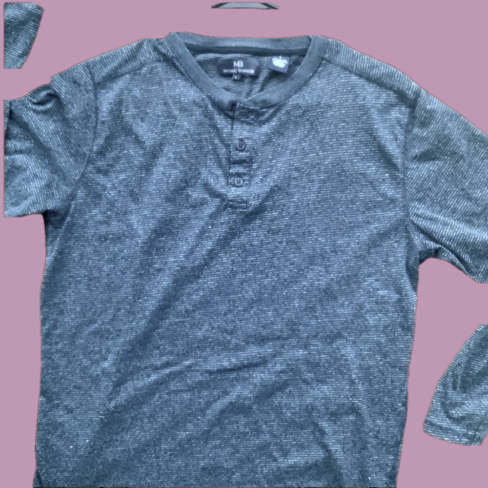 MEN’S long sleeve Michael Brandon size large button-down cotton poly shirt‎